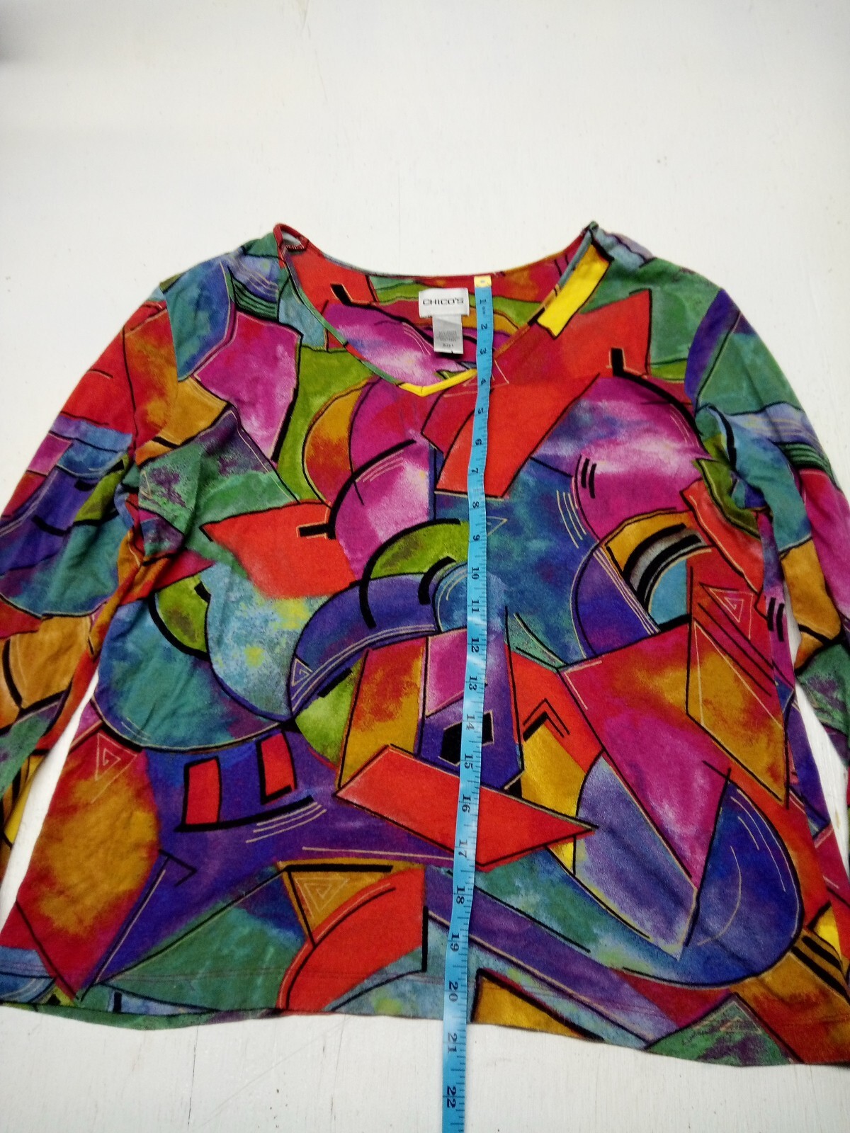 CHICO'S Multicolor Abstract Pattern Long Sleeve P… - image 2