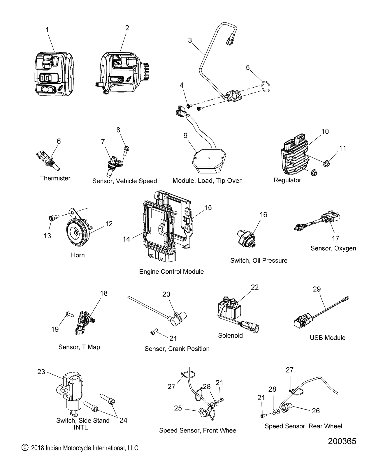 Indian Motorcycle Gear Indicator Switch Genuine OEM Part 4013956 