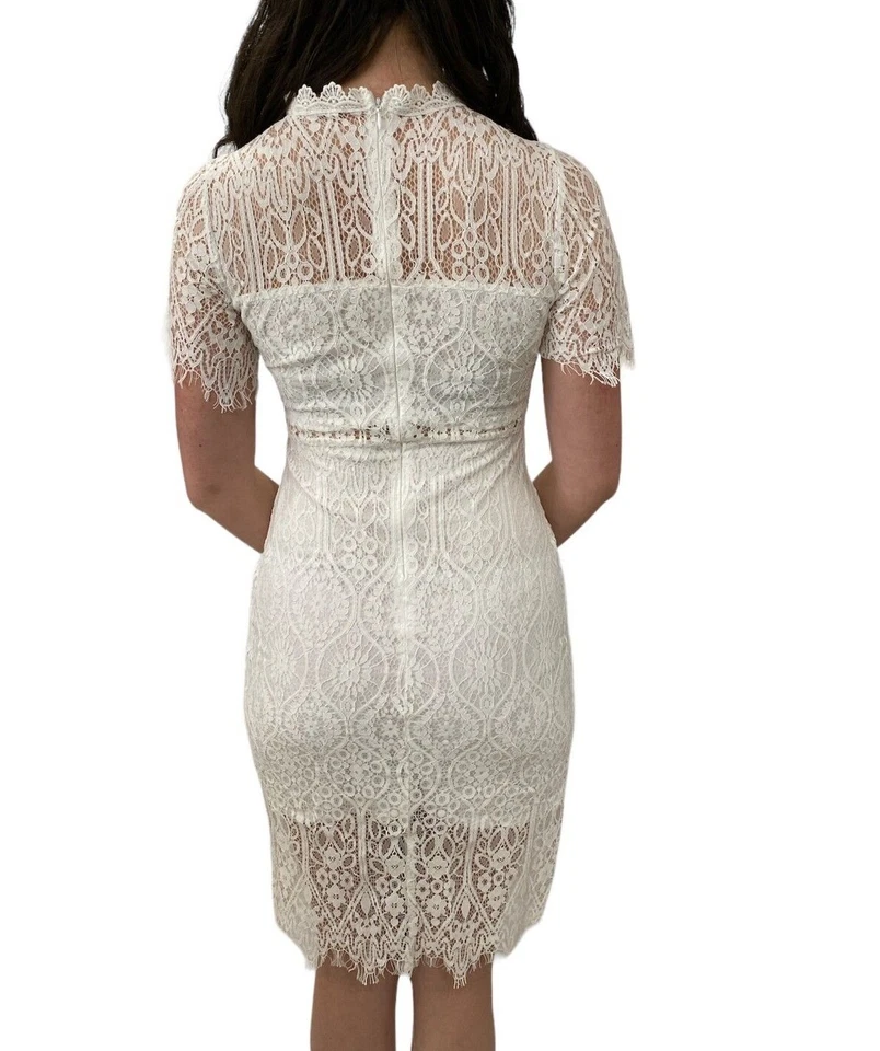 Vestido Miami de Encaje Para Mujer S M L Blanco Midi Cóctel Fiesta Vintage Retro Romántico Foto 2 de 4