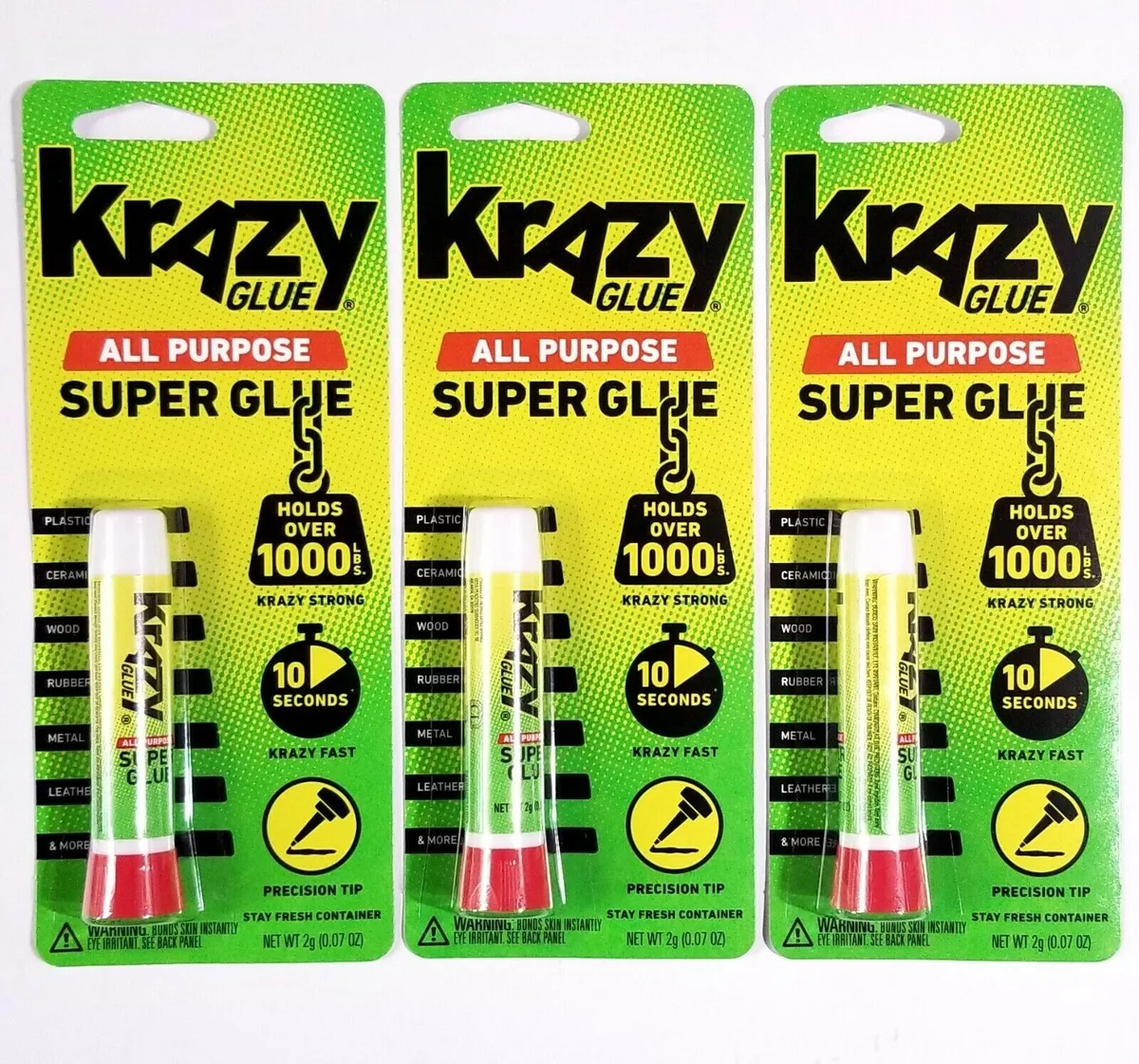 Krazy Glue Original Super Glue All Purpose Instant Repair 2g, (Pack of 3)