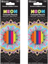 BAZIC Colored Pencils 8 Neon Color, Fluorescence Pencil Set Art Drawing 16-Count