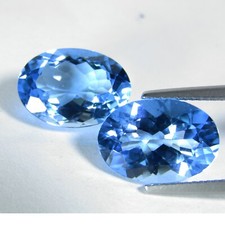 14.48Cts Beautiful Natural Swiss Blue Topaz Oval 14x10mm Matching Pair