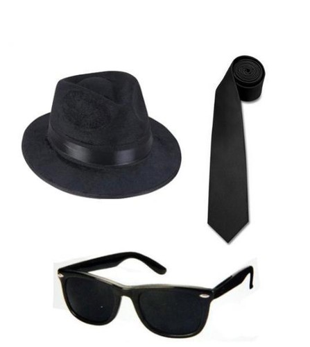 Smiffys Kit di accessori dei Blues Brothers, Cappello, occhiali da sole