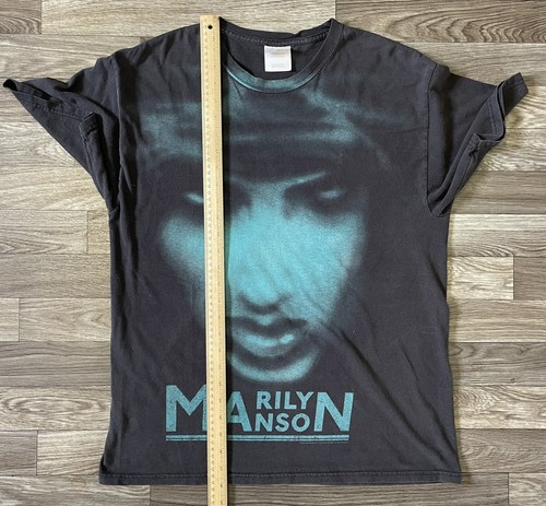 Vintage Marilyn Manson All Over Print Shirt Men’s Large Hanes Tags 2002 Grunge - Picture 10 of 10