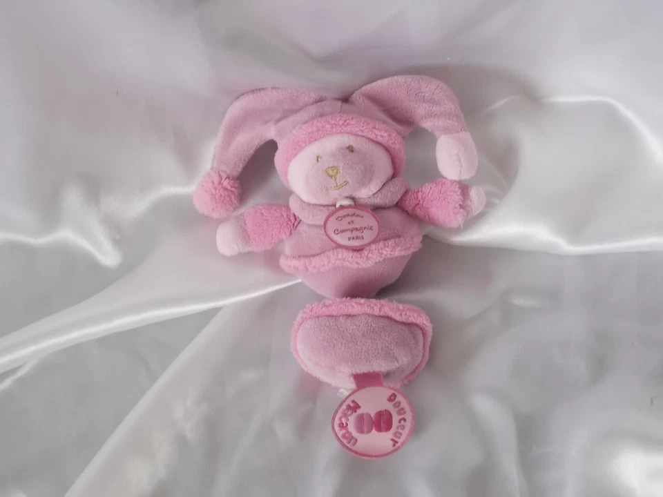 Doudou ours hochet macaron, rose douceur, Doudou et Compagnie (Cie) - Photo 1/1