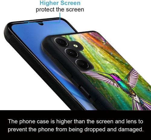 For Samsung A15 A16 S23 S24 S25 Ultra FE Hard Black Case Hummingbird Rainbow art - 第 19/25 張圖片