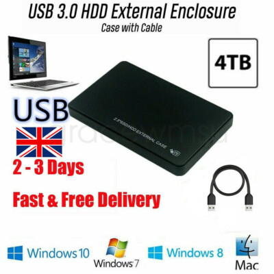 USB 3.0 auf SATA Festplatte Gehäuse Gehäuse für 2,5'' HDD/SSD extern schwarz UK