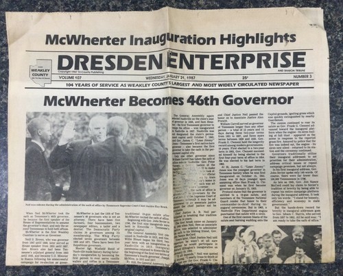 Ned McWherter Tennessee Governor Inauguration Highlights Issue, Jan. 21, 1987
