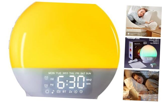 Sunrise Alarm Clock Wake Up Light, Sunrise Simulation, Sleep Aid, Dual-image