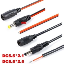 5.5x2.1/2.5mm Male Female DC Power Socket Jack Plugs Wires Connector Cable CCTV
