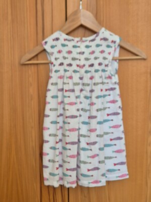 baby kleid Gr. 2-3 Jahre Pigeon Organic weiß mit bunte Fische