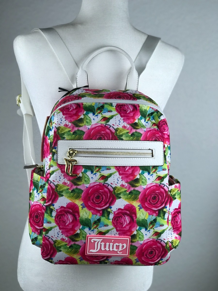 NWT Juicy Couture White Multi Rose Good Sport Backpack  display picture 2