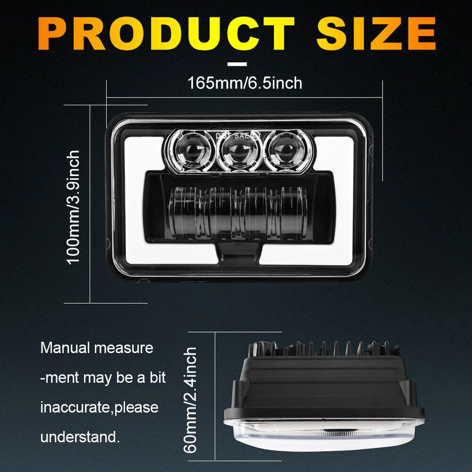 Faro LED 4x6" haz sellado alto-bajo DRL intermitente para Toyota Tercel 1988-1994 Foto 3 de 4