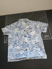 Hawaiian Button Up Shirt Size Youth 8 Made In Hawaii Blue Tropical Print
