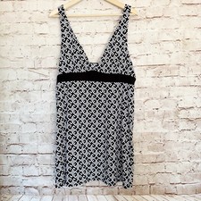 Anne Cole Collection Womens Swim Cover Up Dress Size XL Black White Lattice