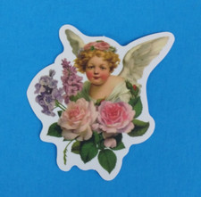 Retro Style Cherub  Flowers Sticker 2.25" x 1.78" U 