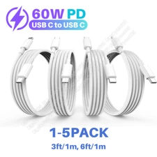 60W Type-C to USB-C Cable PD Lot Fast Charger For iPhone 15 Pro Max Plus Samsung