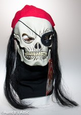 Zagone Jolly Roger Latex Skull Pirate W/ Hair Bandanna Halloween Mask