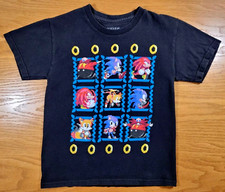 Sonic The Hedgehog T-Shirt Youth Small Black Blue Kids Retro Video Game Casual