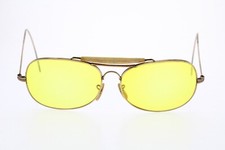 VTG HUDSON Aviator Sunglasses KALICHROME Shooting Yellow glasses 12K GF