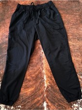 Scrubstar Black Women's Elastic-Waist Cargo Joggers
