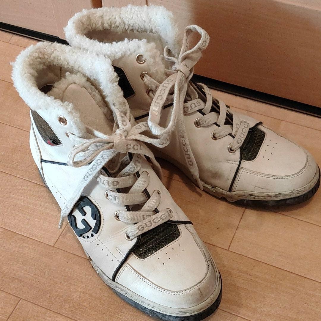 Gucci Interlocking G Leather Python High Cut Snea… - image 1