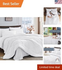 7-Piece King Comforter Set with Deep Pocket Fitted Sheet - Solid White