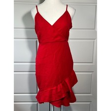 Zaful Red Spaghetti Strap Ruffle Hem Bodycon Mini Dress Size M