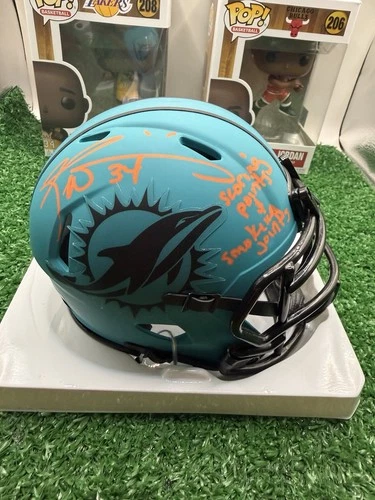 Ricky Williams Signed Dolphins Rave Mini Helmet Beckett COA w/ Script