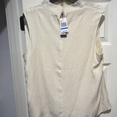 Habitual Women's Sleeveless V-Neck Blouse Size XL Tan (Birch)