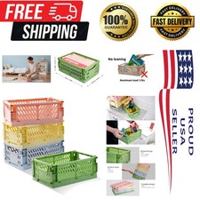 Pastel Plastic Storage Crates - Set of 4, Perfect for Bedroom and Office