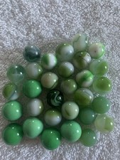 30 Green Marbles, Swirls And Plain Plus Others