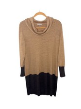 Loft Outlet Petites Color-Block Cowl Neck Wool Blend Sweater Dress Size LP