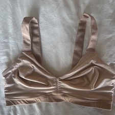 Spanx Women's Beige Solid Wireless Seamless Sports Bra Bralette Nylon Size L