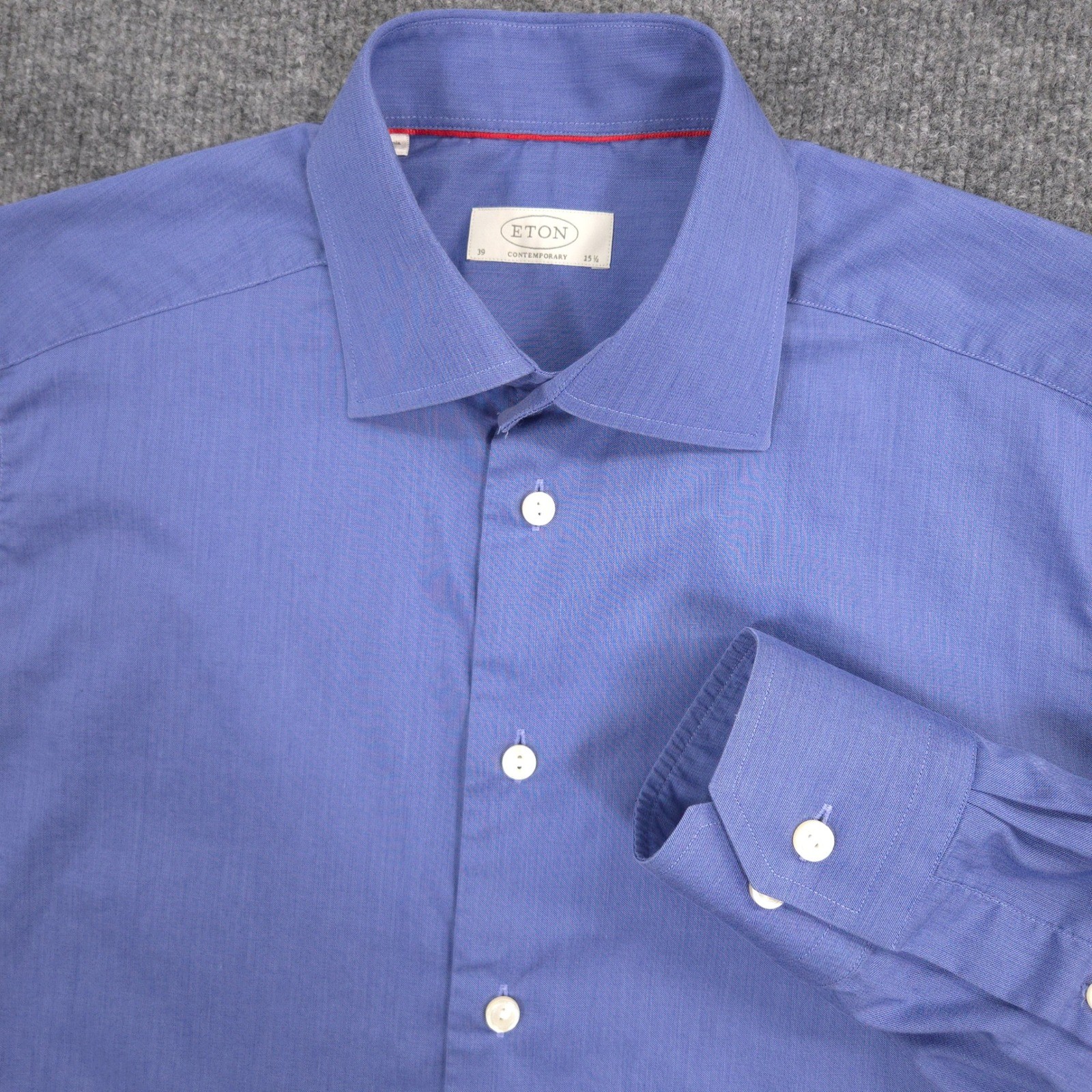 Eton Dress Shirt Mens 39 15.5 Blue Long Sleeve Business Office Made In Romania