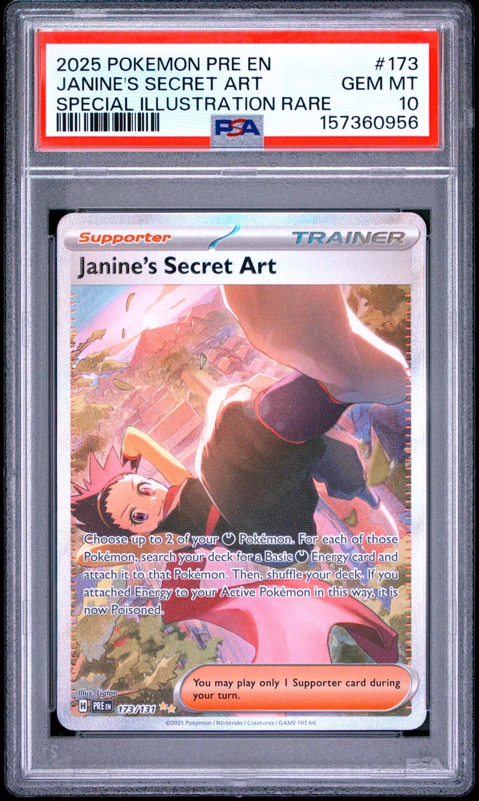 2025 POKEMON PRE EN-PRISMATIC EVOLUTIONS #173 JANINE'S SECRET ART PSA 10