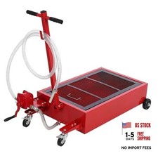 20 Gallon Oil Drain Pan Tank - 76L Low Profile Oil Red-M-New Hand Pump