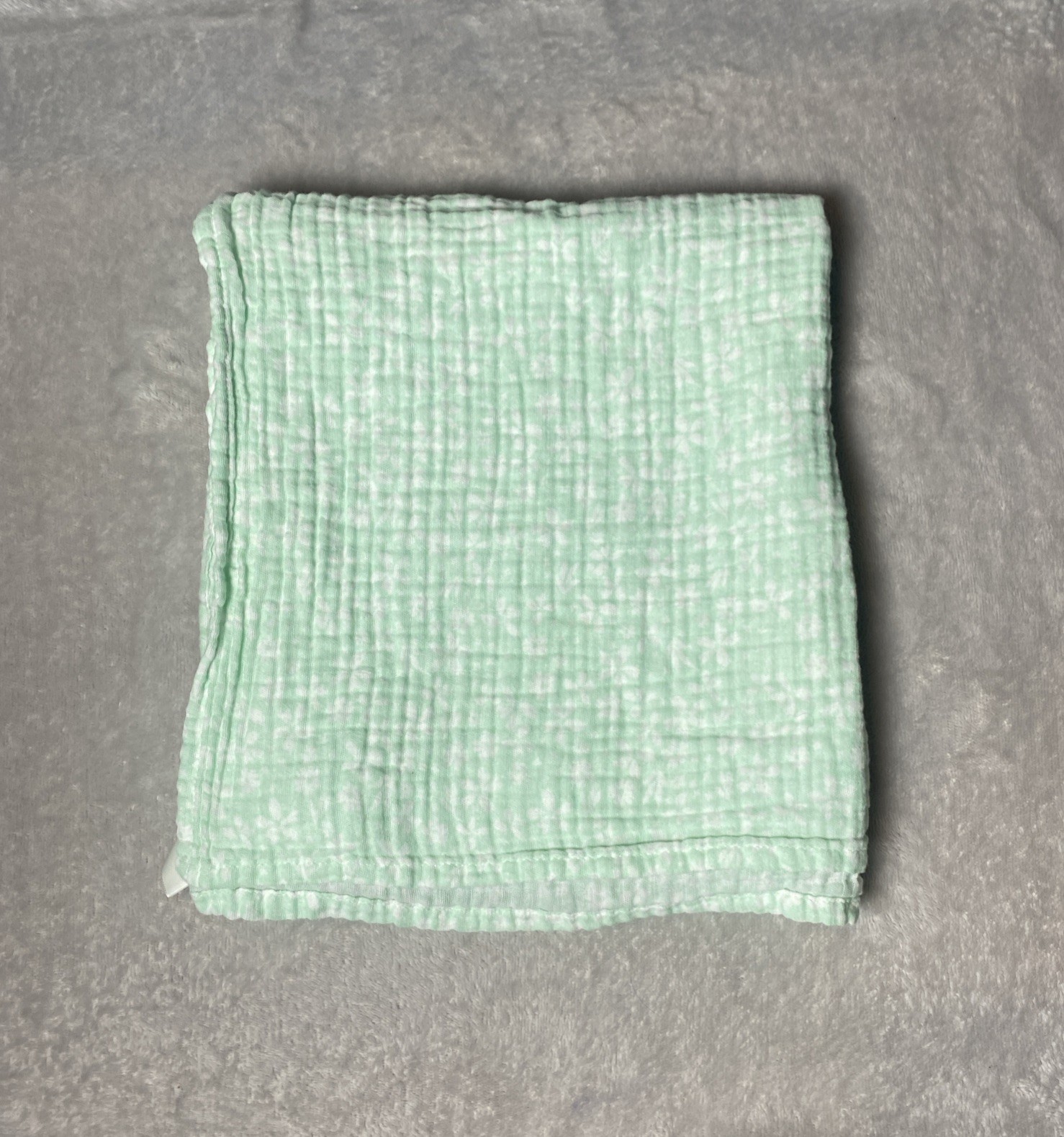 Cloud Island Light Mint Teal Green White Floral Muslin Baby Swaddle Blanket-image