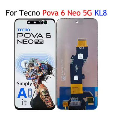 For Tecno Pova 6 Neo 5G KL8 LCD Display Screen Touch Digitizer Replacement Frame
