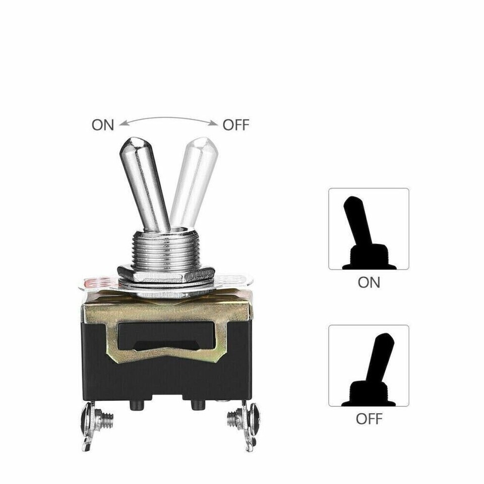 5x SPST Solid Metal ON/OFF Toggle Switch Single Pole For Marine ...