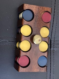 125 Miniature Poker CHIPS Caddy Chip Set Wood Caddy & Cover CHIPS MABE BAKELITE