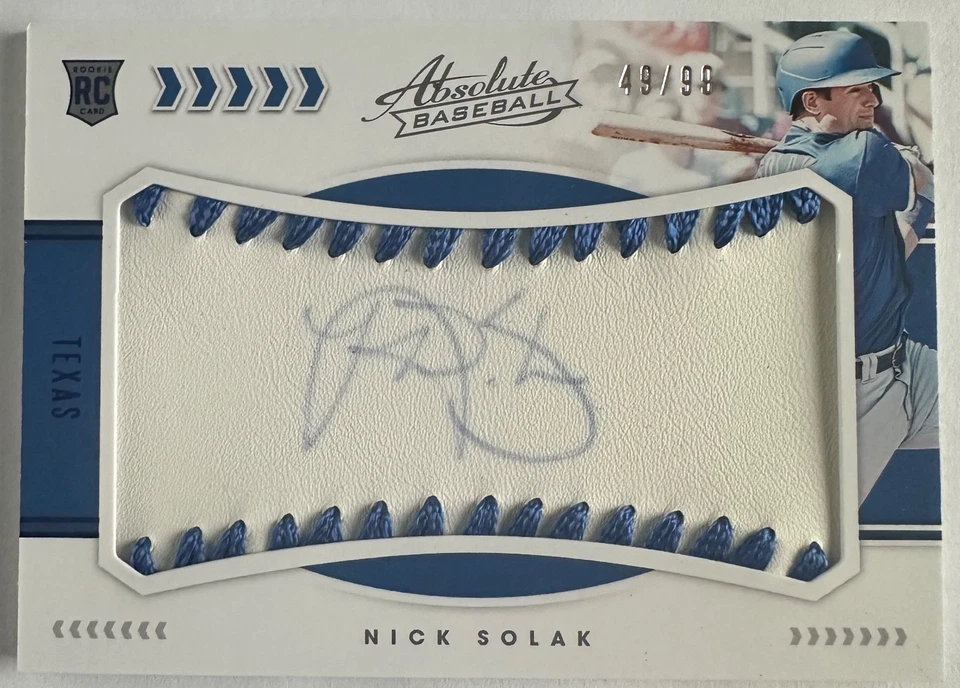 2020 Panini Absolute - Rookie Baseball Material Signatures Nick Solak #138 Blue - Image 3 of 4