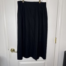 Vintage Pendleton 100 Virgin Wool Black Pleated Midi Skirt Size 16 Tall USA