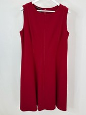 Lafayette 148 New York Classic Sheath Stretch Work Size XL Dark Red Women Dress