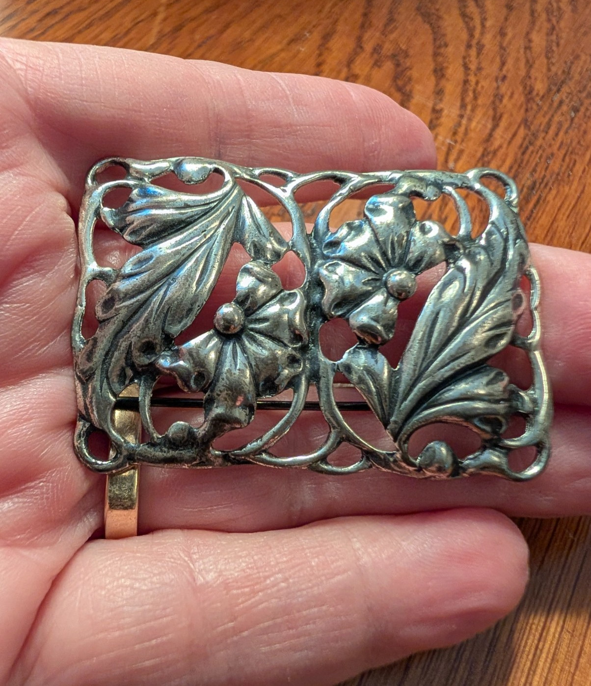 Sterling Silver Rectangular Brooch - image 2