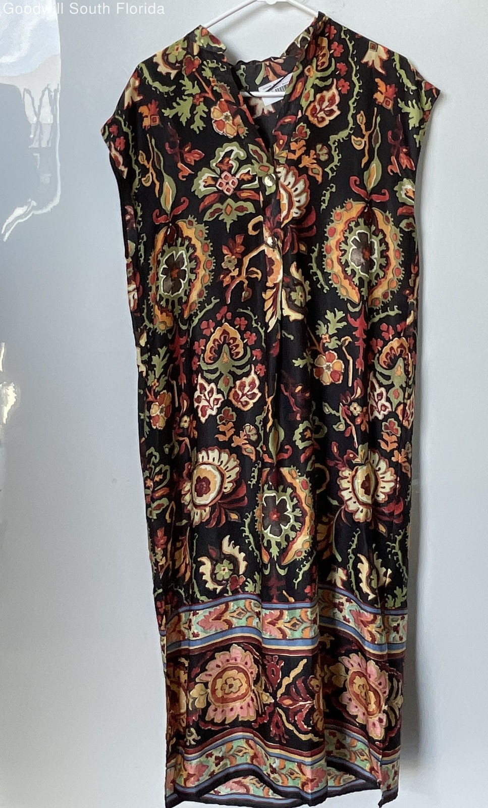 Zara Womens Multicolor Floral Print V-Neck Button-Front Midi Tunic Dress Size XS