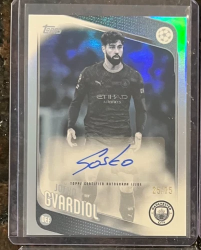 2025-26 Topps UEFA Club Competitions Josko Gvardiol Black/White Auto #'d 25/75