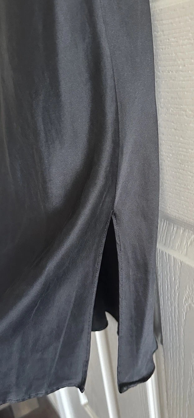 UNDERCOVER Y2K Victoria’s Secret Seta Nero Drappeggiato Taglio Bias Vintage Mini Abito Slip Dress M