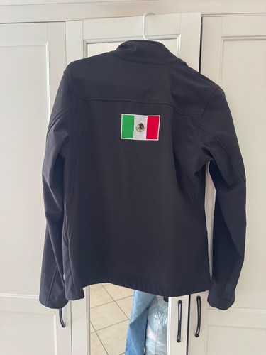 Ariat Women's Sz M Classic Team Mexico Flag Black Zip Softshell Jacket LOGO New