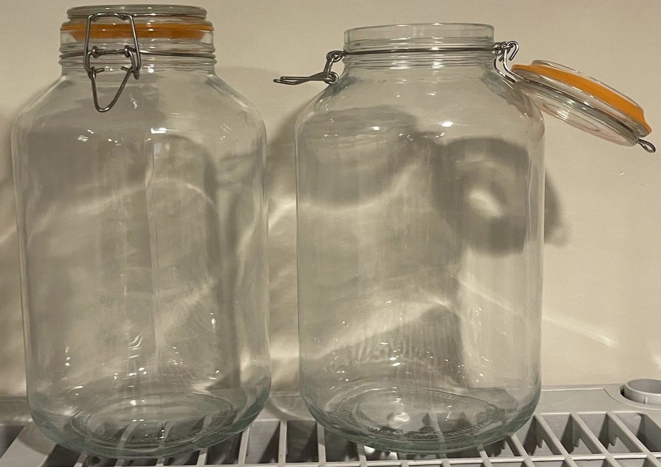 2 Hinge Top Wide Mouth Storage Jars - Glass
